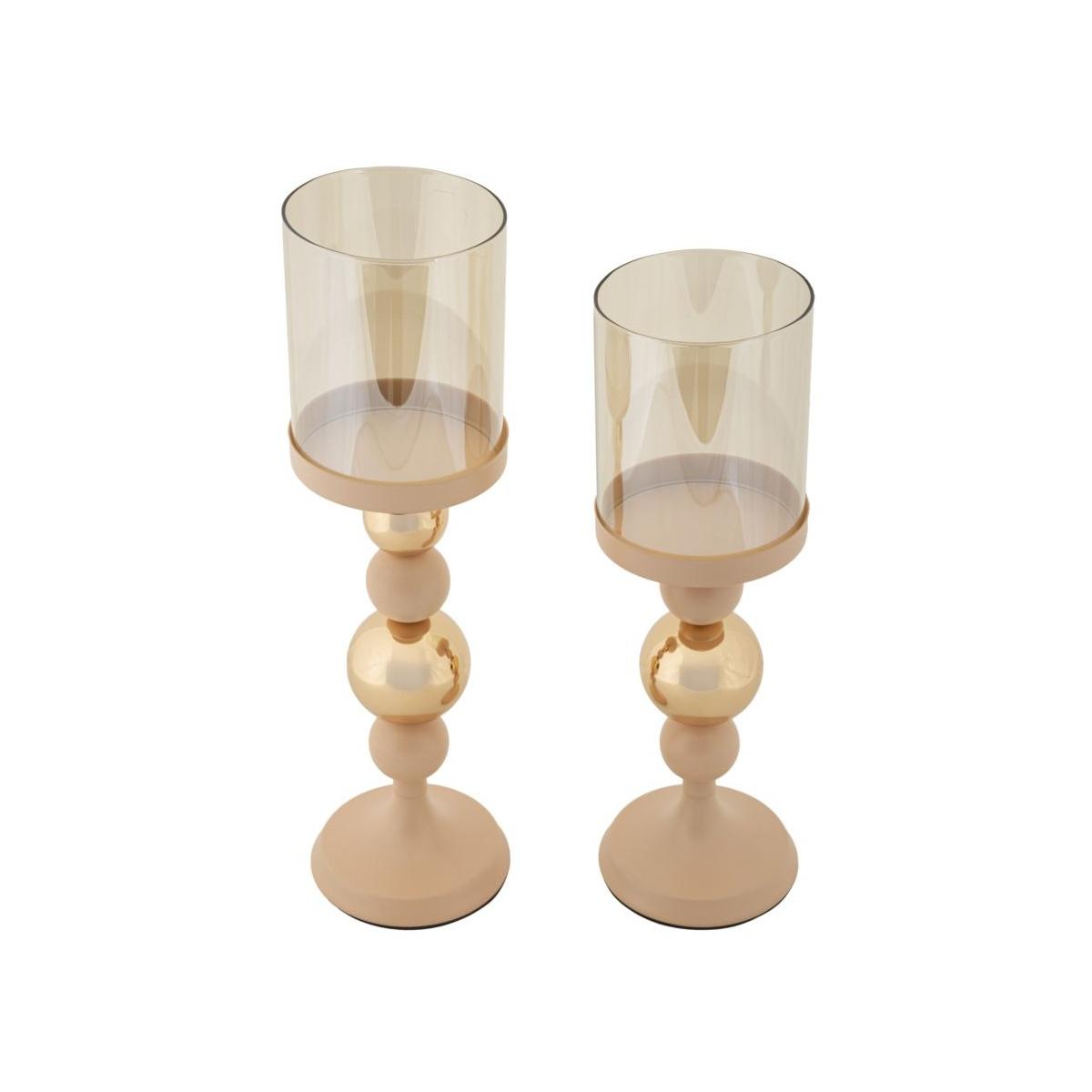 P/cand glassy rosa set 2 pz cm Ø 10x32-10x36