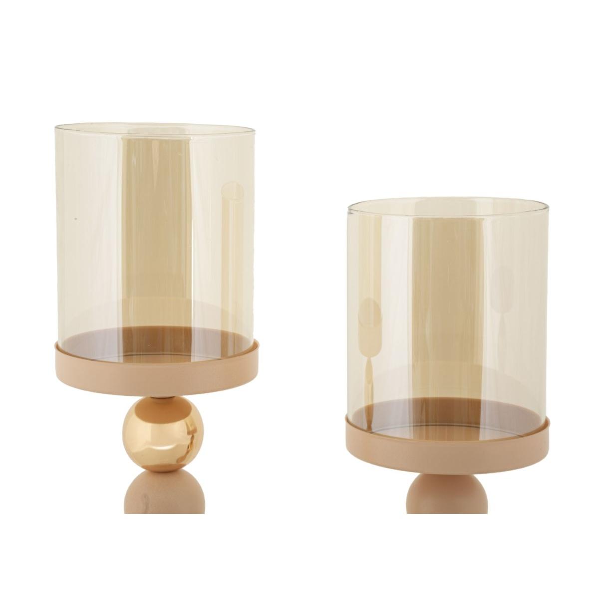 P/cand glassy rosa set 2 pz cm Ø 10x32-10x36
