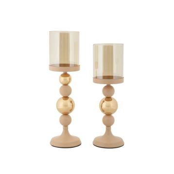 P/cand glassy rosa set 2 pz cm Ø 10x32-10x36
