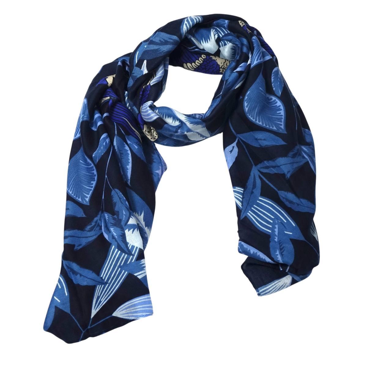 Sciarpa donna stampa a foglie e papagalli in viscosa Regina Schrecker
