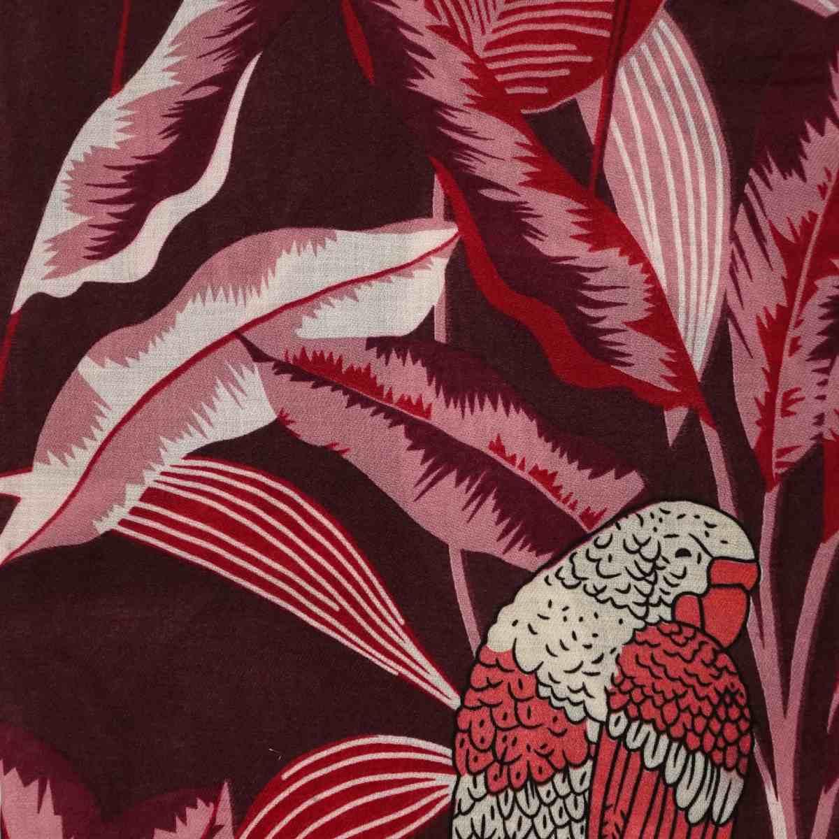 Sciarpa donna stampa a foglie e papagalli in viscosa Regina Schrecker