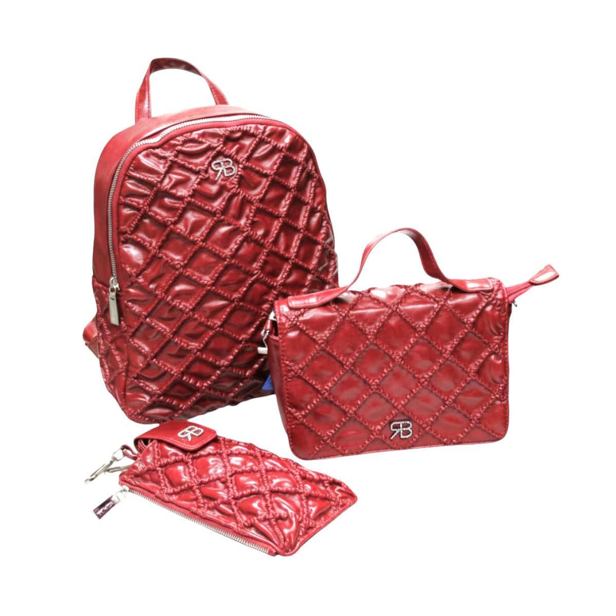 Set 3 pezzi donna zaino, patta e portacellulare Renato Balestra
