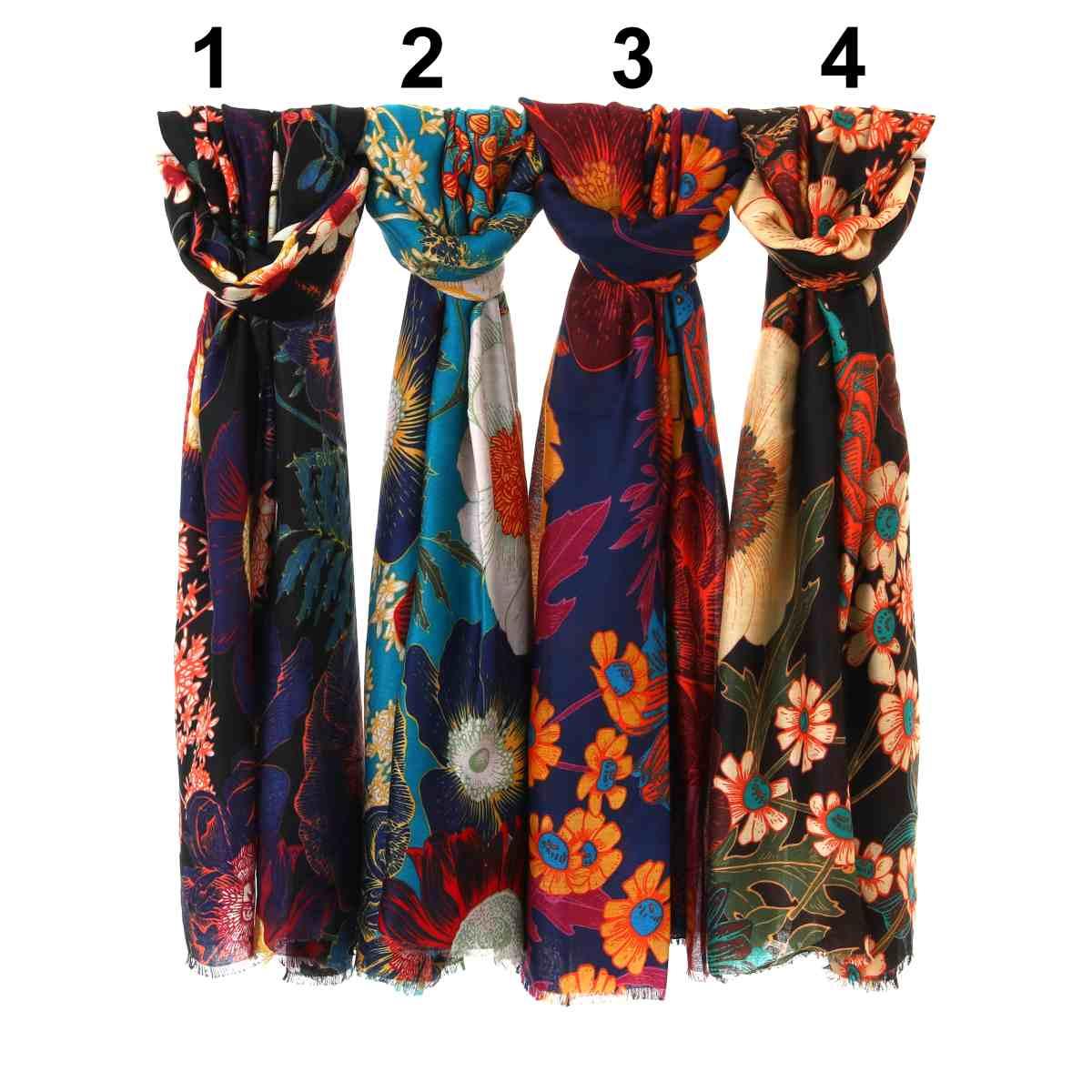 Sciarpa donna in viscosa fantasia fiori Capoverde