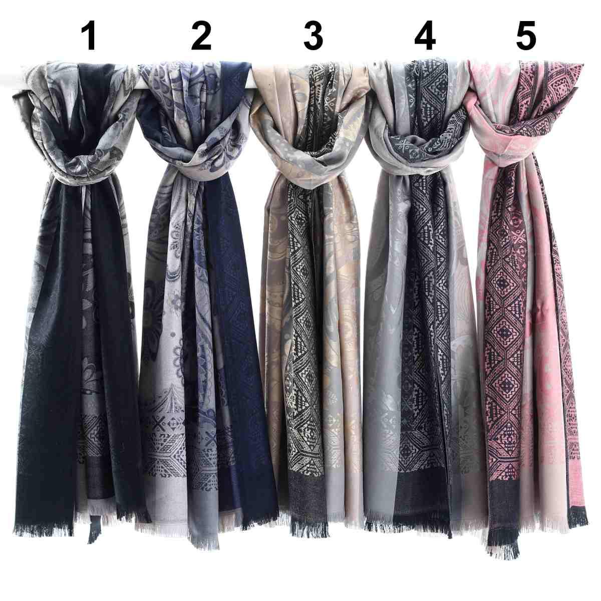 Sciarpa donna cotone e poliestere righe metallizzate Capoverde