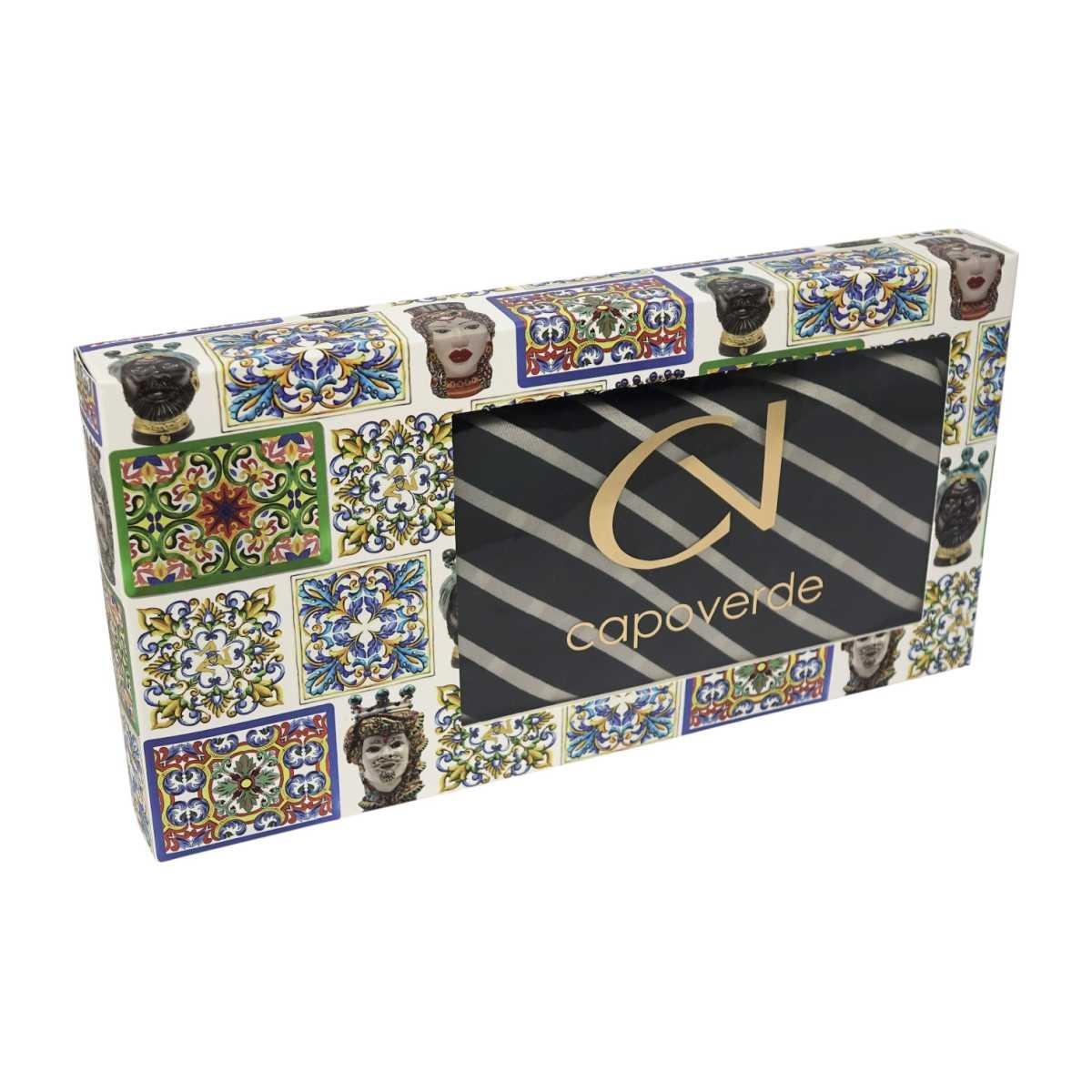 Foulard donna in seta fantasia geometrica e cornice Capoverde