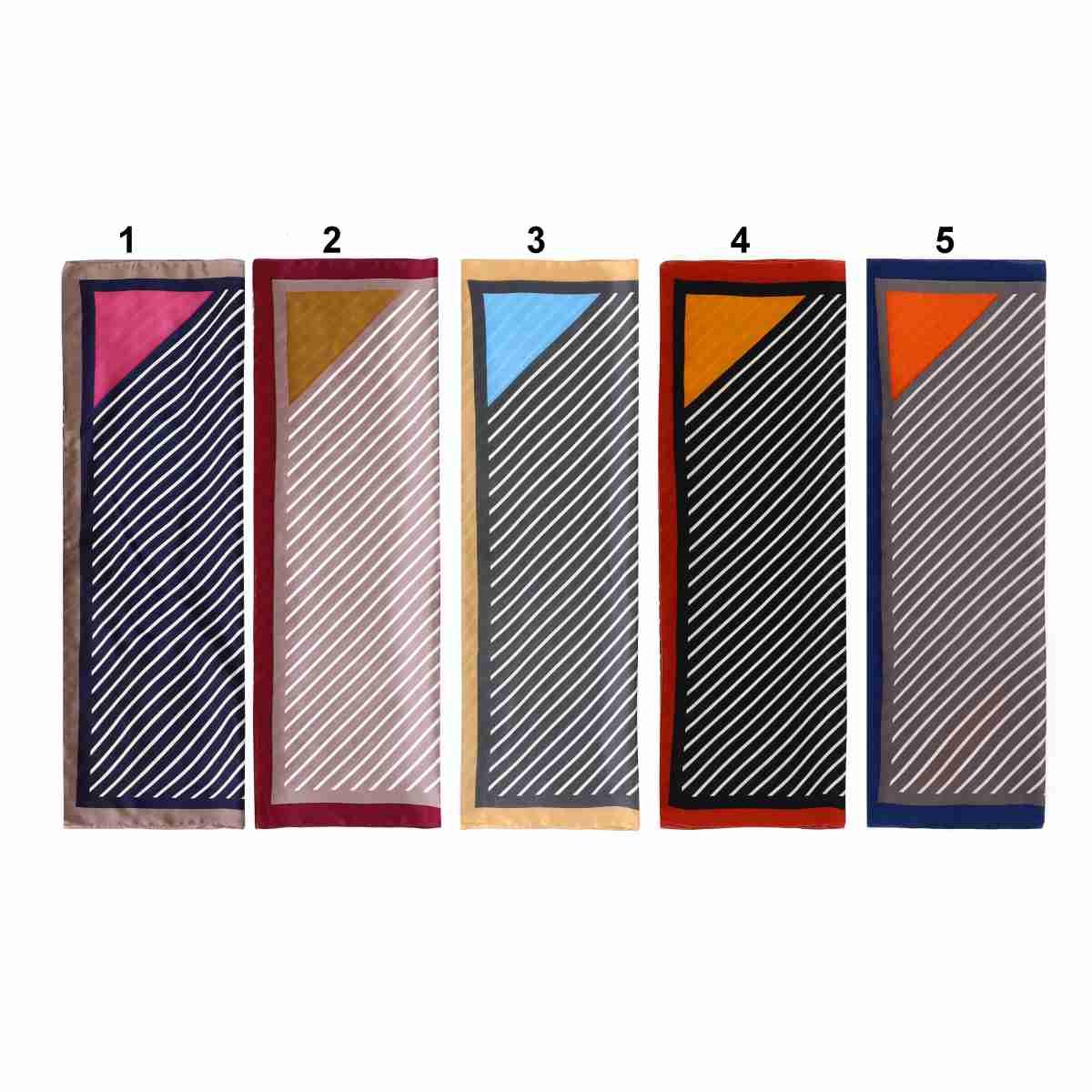 Foulard donna in seta fantasia righe e angoli colorati Capoverde