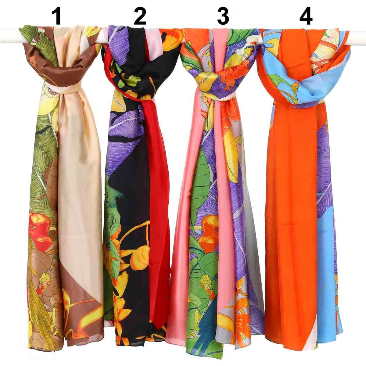 Sciarpa donna in seta fantasia fiori Capoverde
