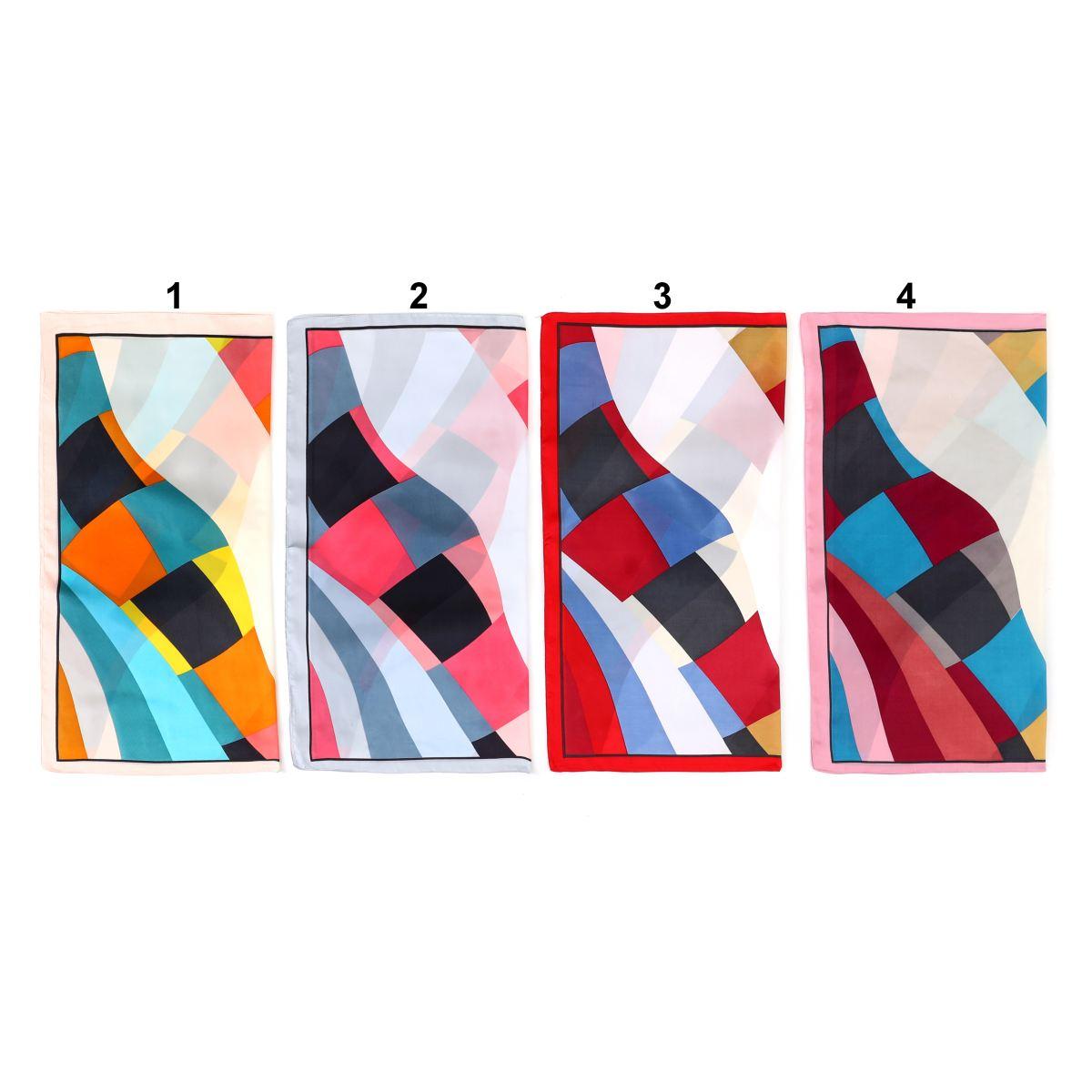 Foulard donna in seta fantasia geometrica multicolor Capoverde