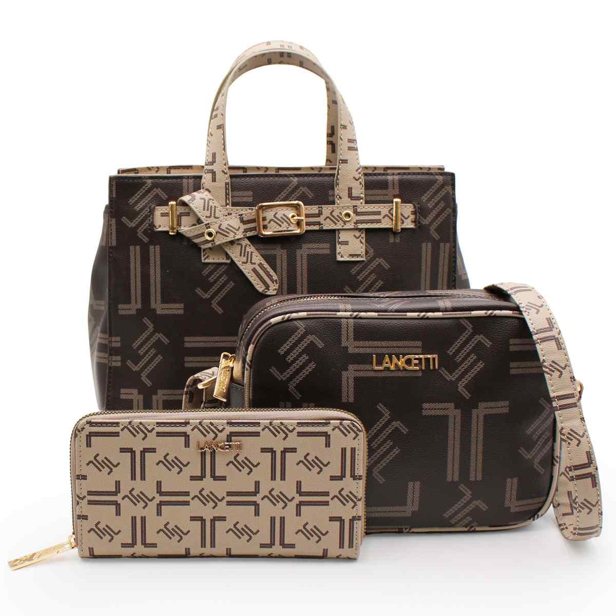 Set donna 3 pezzi borsa, tracollina e portafogli linea sulcis Lancetti