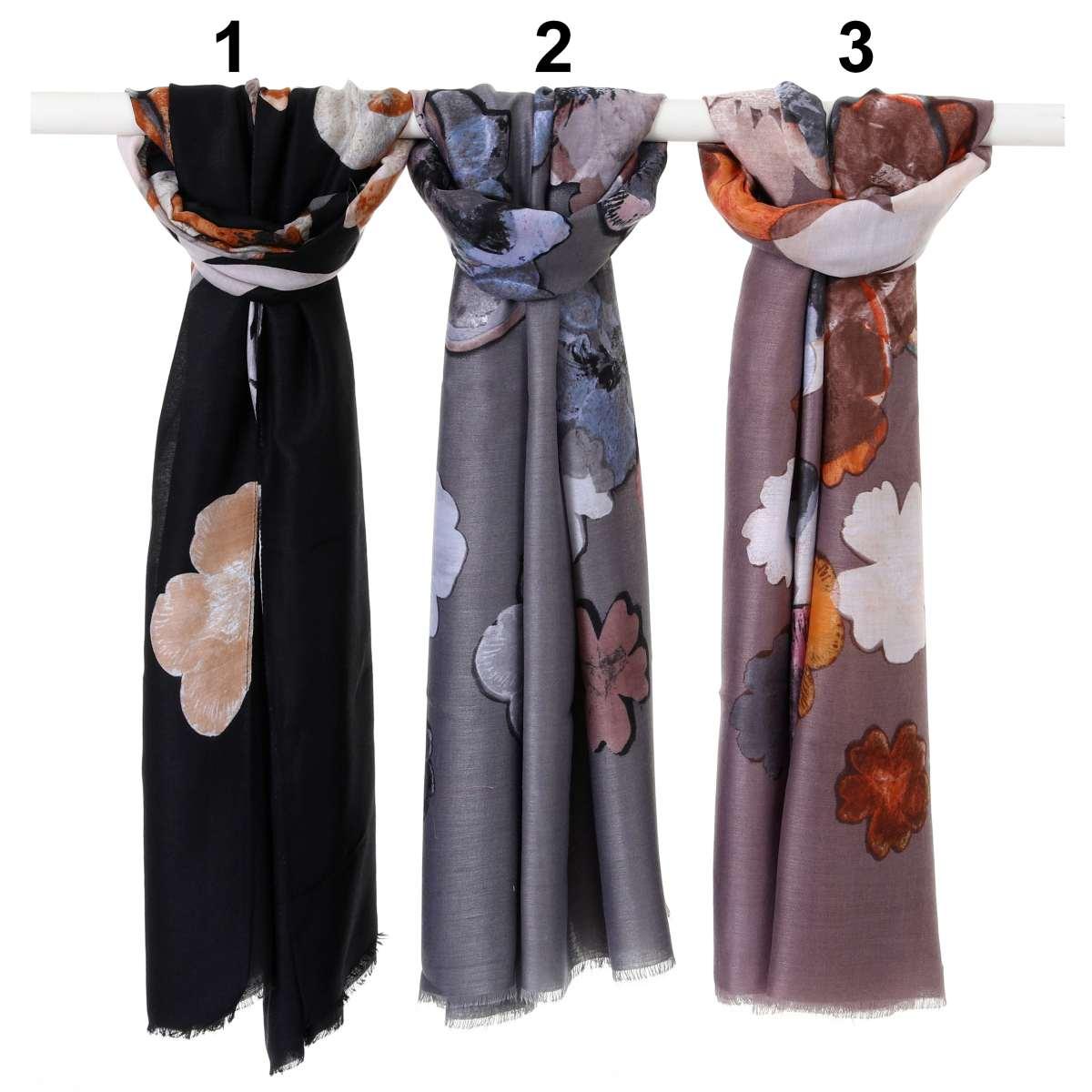 Sciarpa donna in viscosa fantasia fiori grandi Capoverde