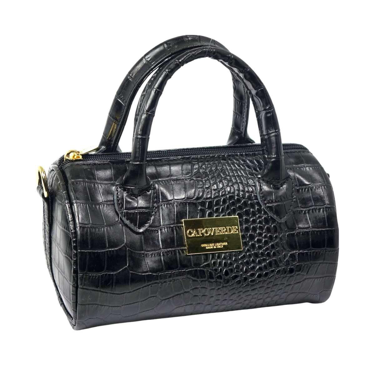 Borsa baulettino donna Capoverde in ecopelle stampa coccodrillo Made in Italy