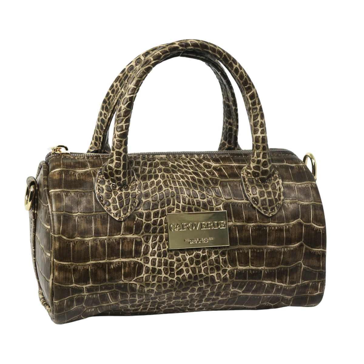 Borsa baulettino donna Capoverde in ecopelle stampa coccodrillo Made in Italy