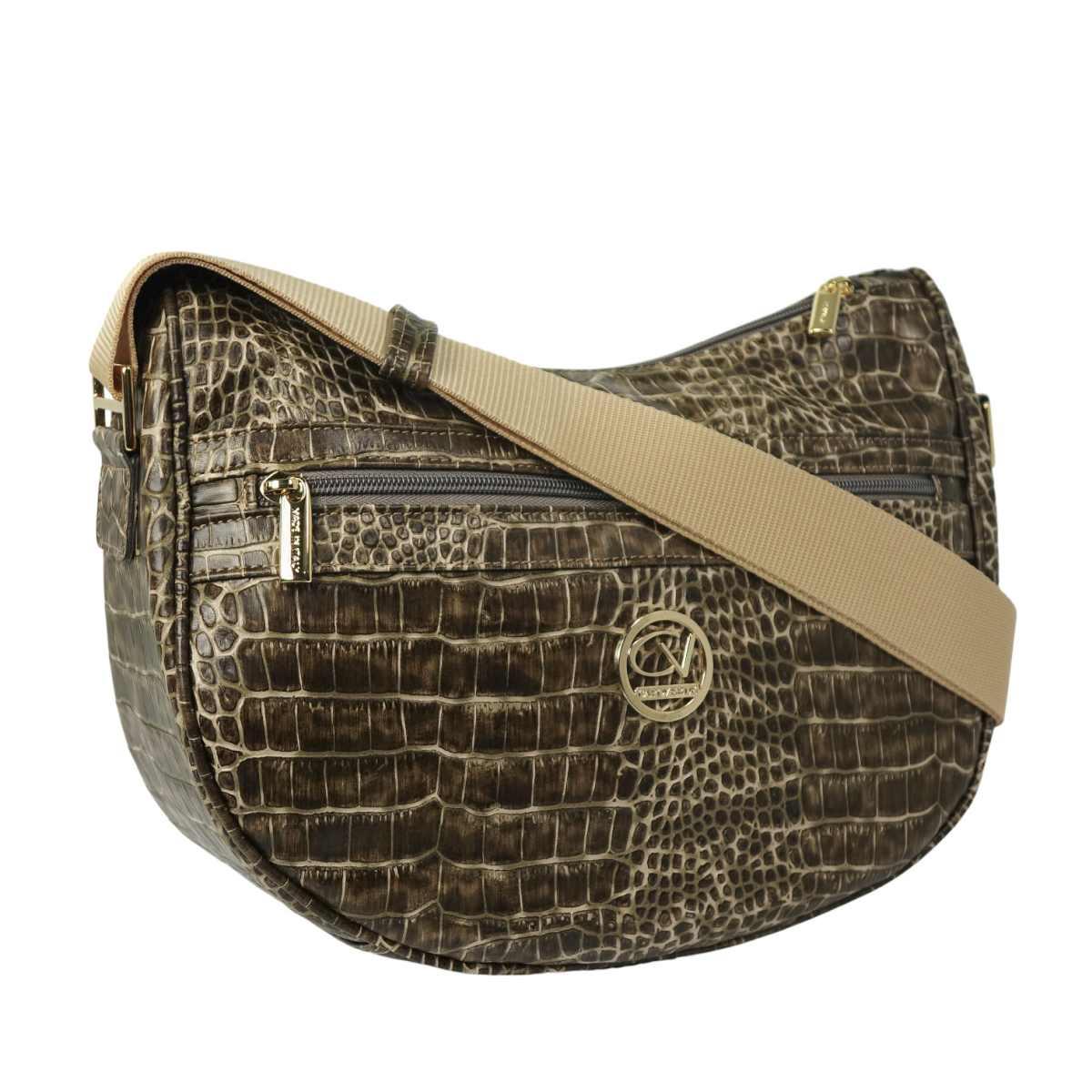 Tracolla donna Capoverde in ecopelle stampa coccodrillo Made in Italy