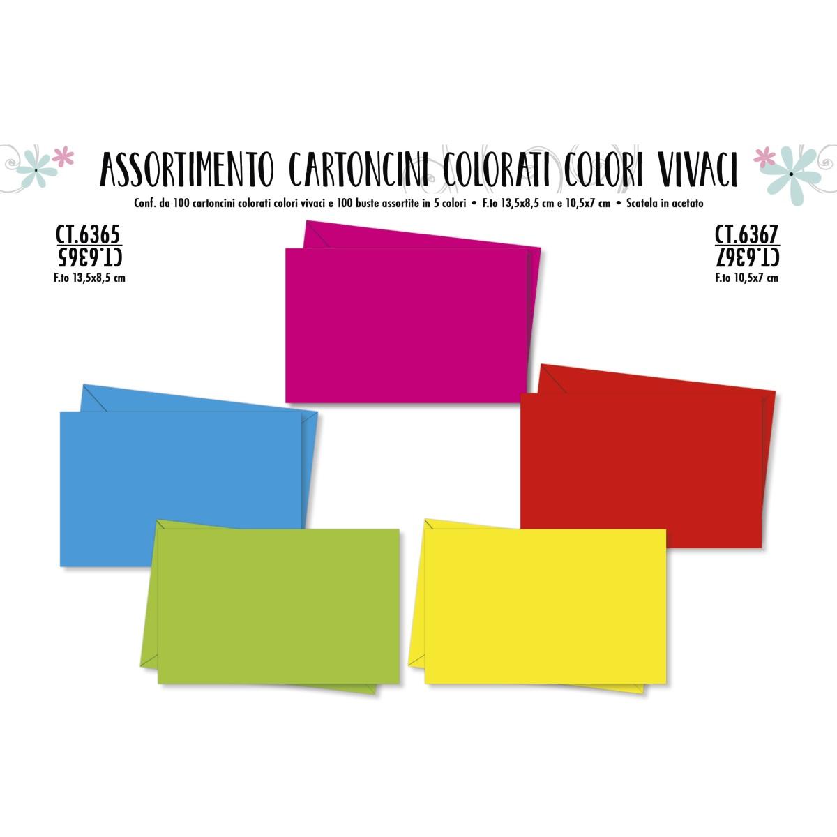 100 Cartoncini e buste colorati assortiti formato 7 x 10,5