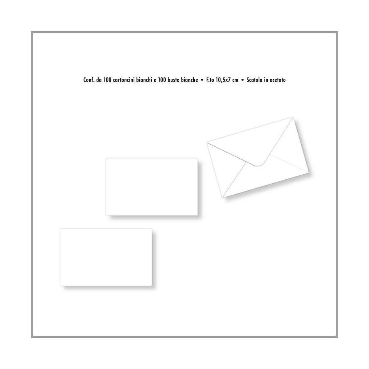 100 Cartoncini con busta bianchi formato 7 x 10,5