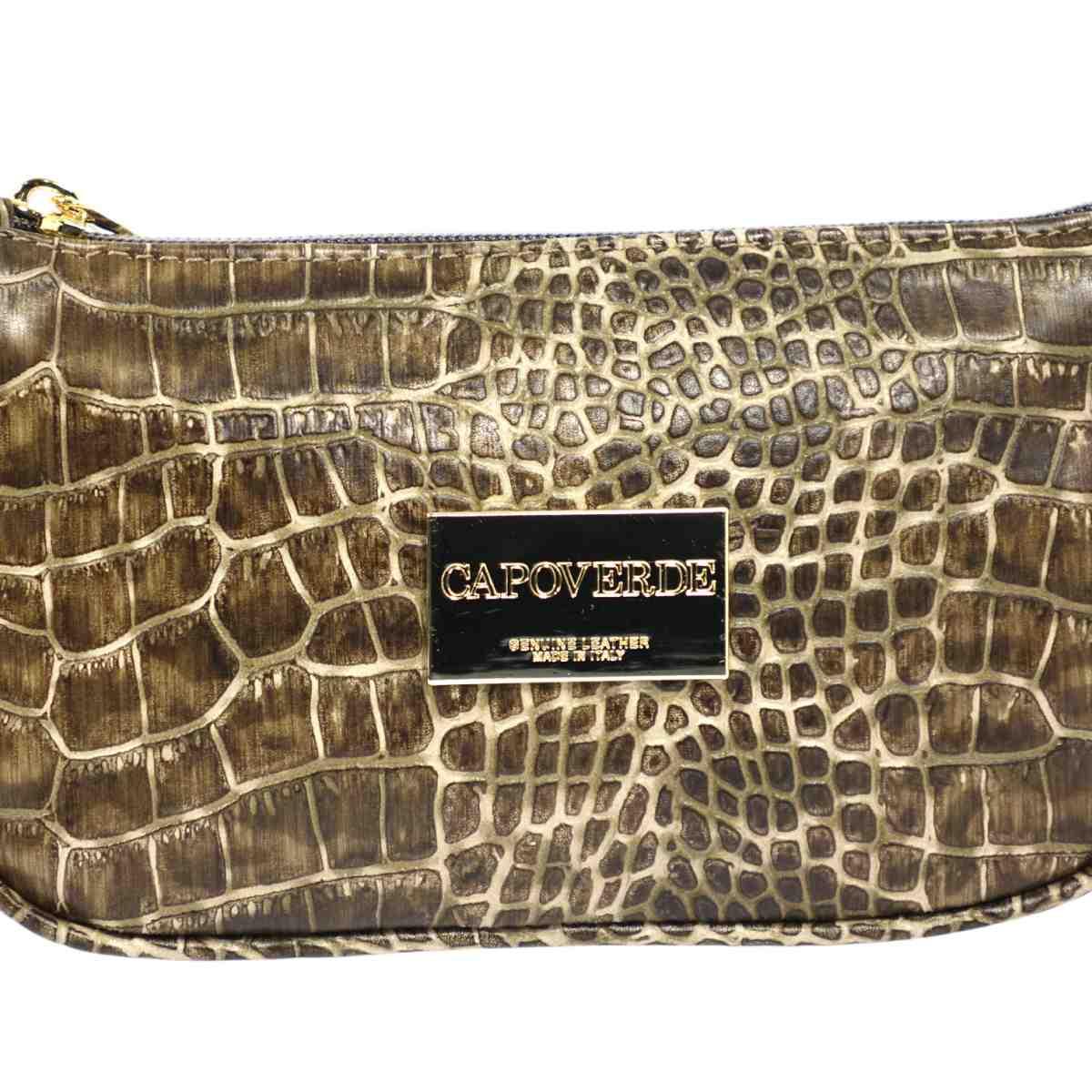 Tracolla donna Capoverde in ecopelle stampa coccodrillo Made in Italy