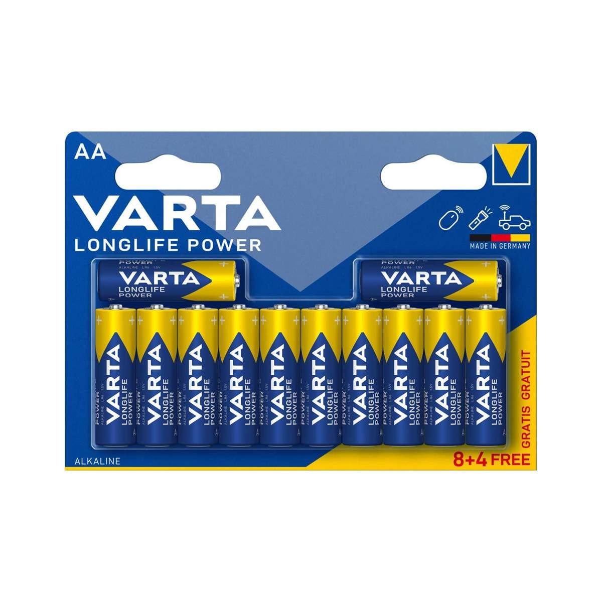 Varta pila longlife power stilo aa alcalina blister da 12 pezzi