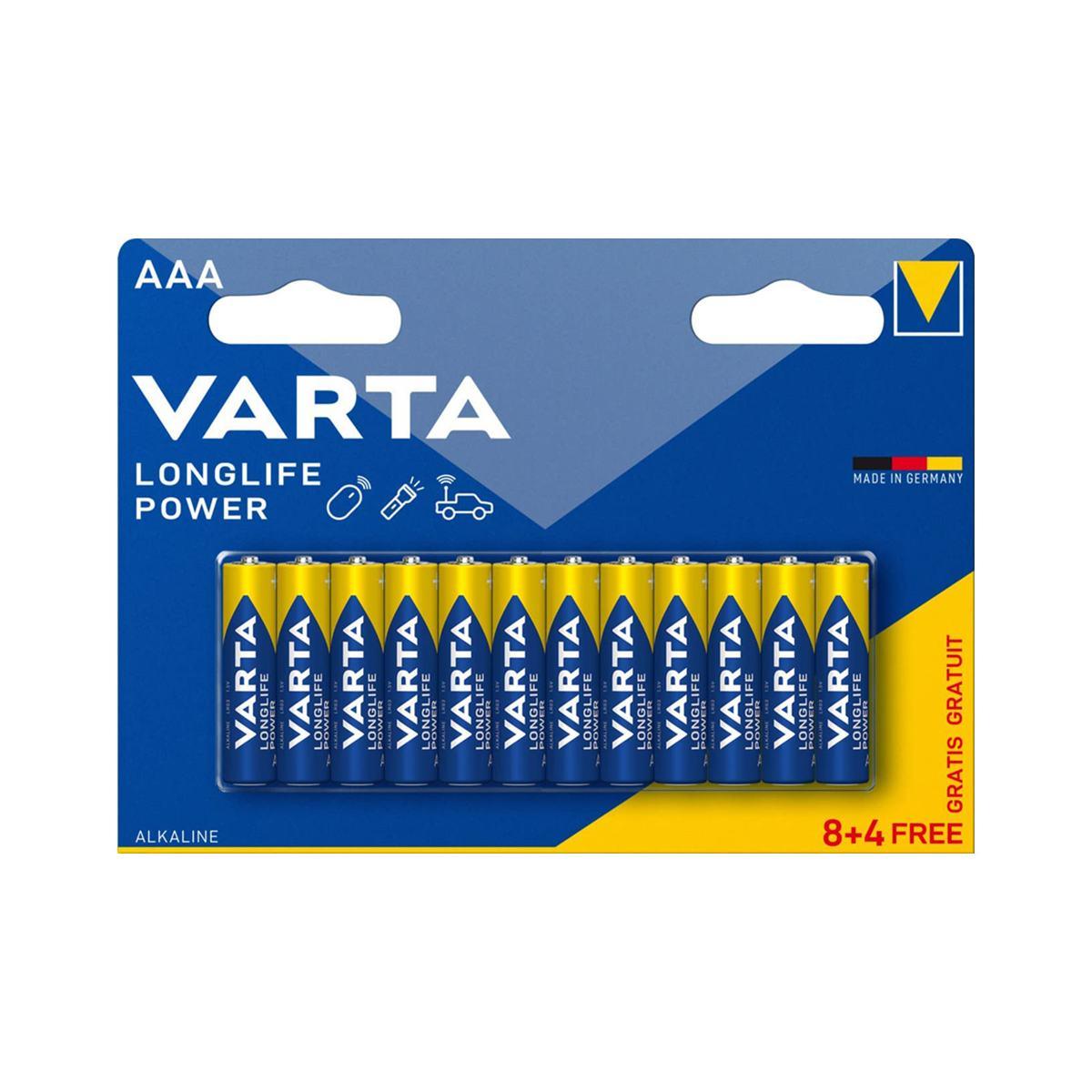 Varta pila longlife power stilo aaa  alcalina blister da 12 pezzi