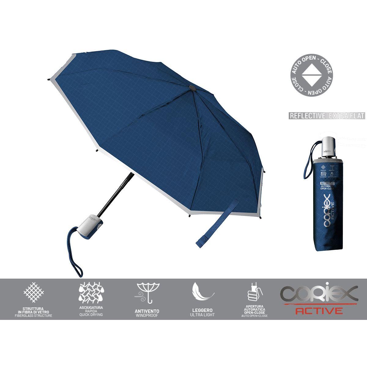 Ombrello active mini open close extra flat donna blu
