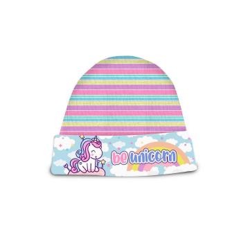 Cappello con risvolto stampa unicorno