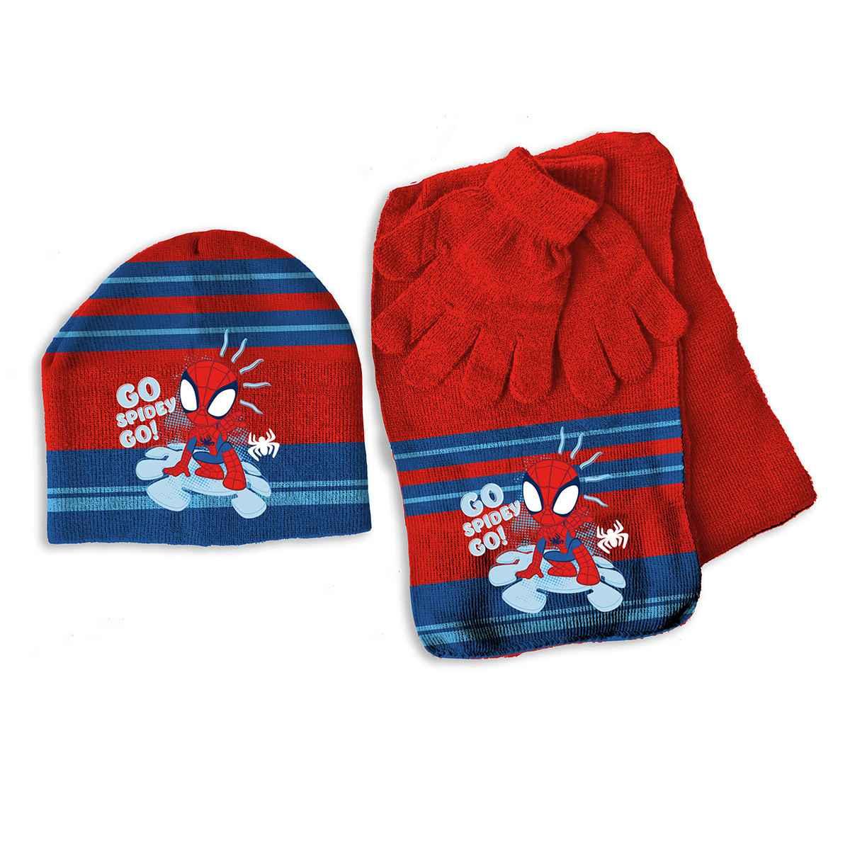 Cappello + sciarpa + guanti Spidey