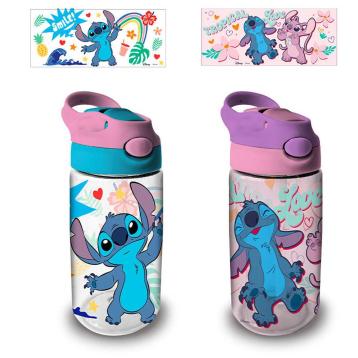 Borraccia trasparente con cannuccia in sk 500 ml Stitch