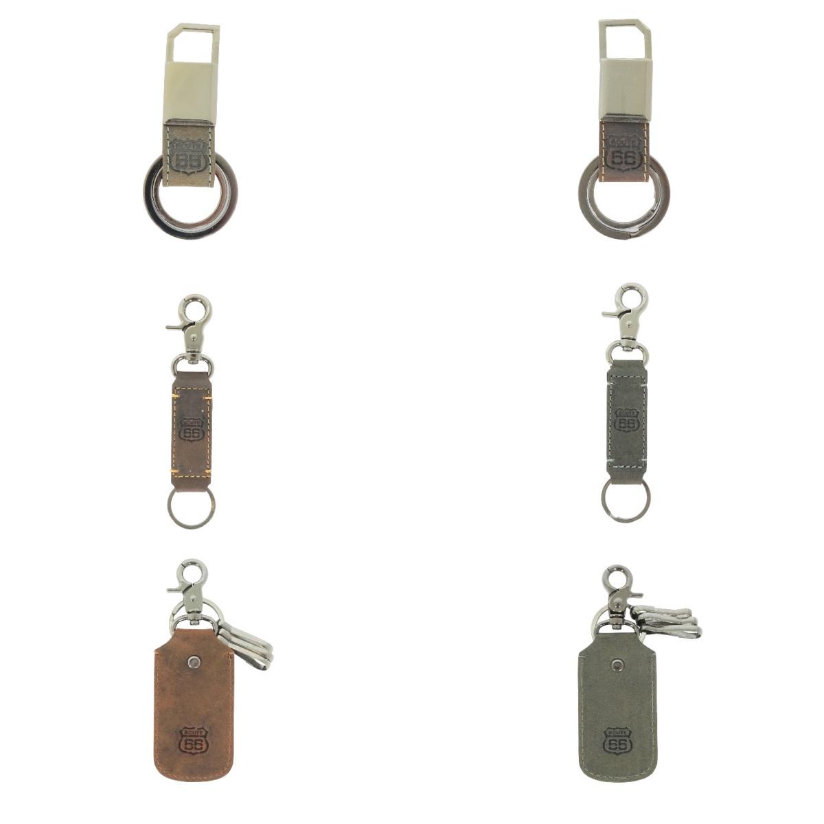 Portachiavi in pelle uomo assortito Route 66