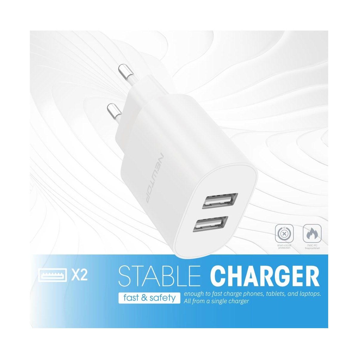 Newtop basic CM31 Caricatore da muro 2 USB 2.4A