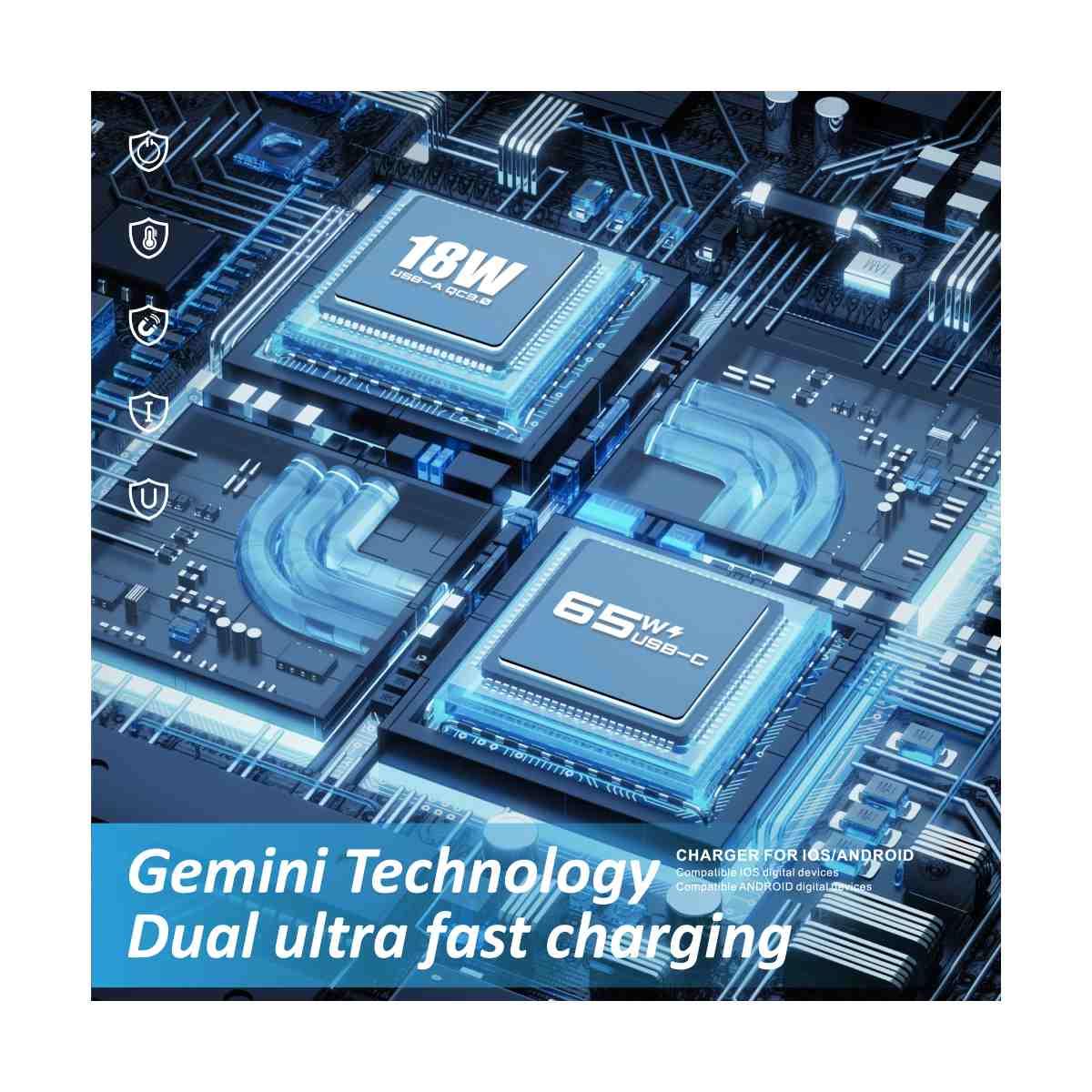 Newtop UD06 Caricatore da muro universale power delivery QC3.0 18W + PD 65W