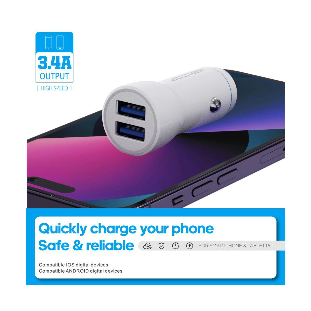 Newtop CC14 Caricatore da auto 2 USV 3.4 A