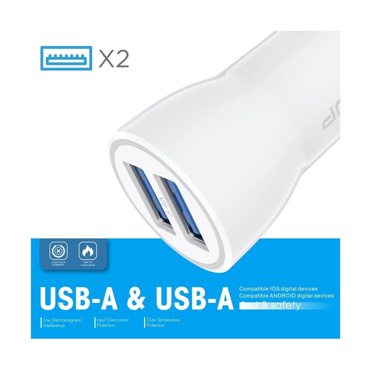 Newtop CC14 Caricatore da auto 2 USV 3.4 A