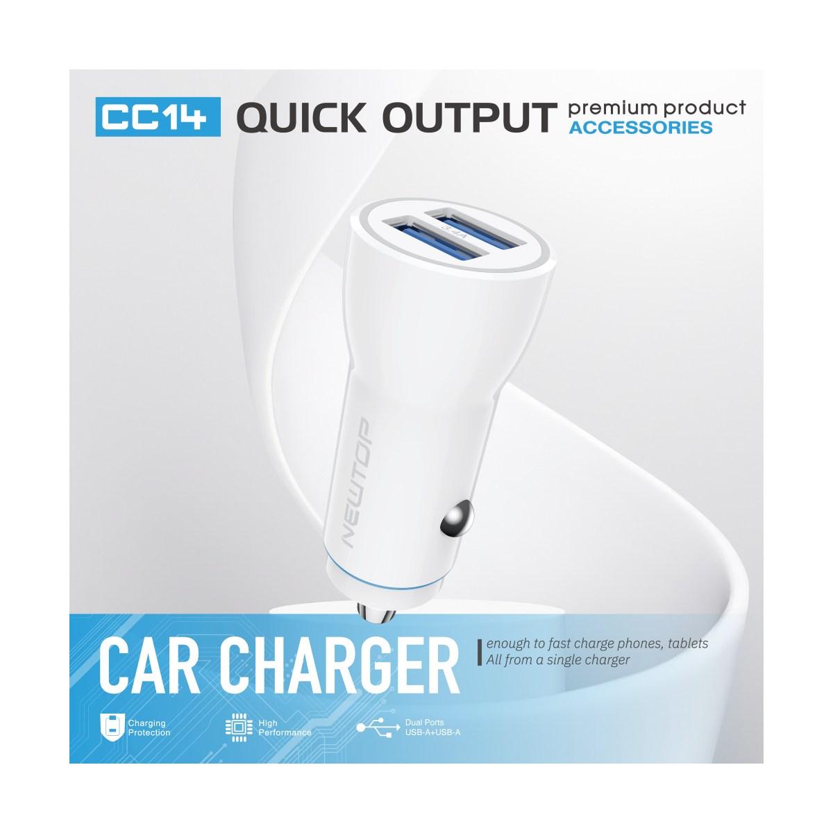 Newtop CC14 Caricatore da auto 2 USV 3.4 A