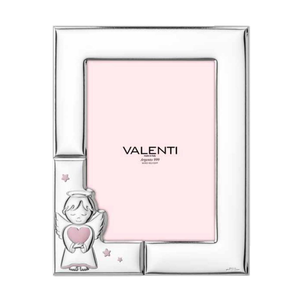 Cornice portafoto angelo con cuore rosa 13x18 cm Valenti