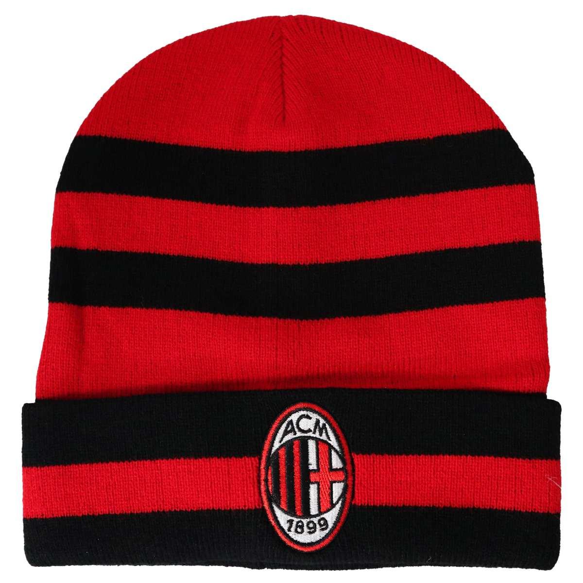 Cappello zuccotto in acrilico bicolor logo ricamato ufficiale Milan