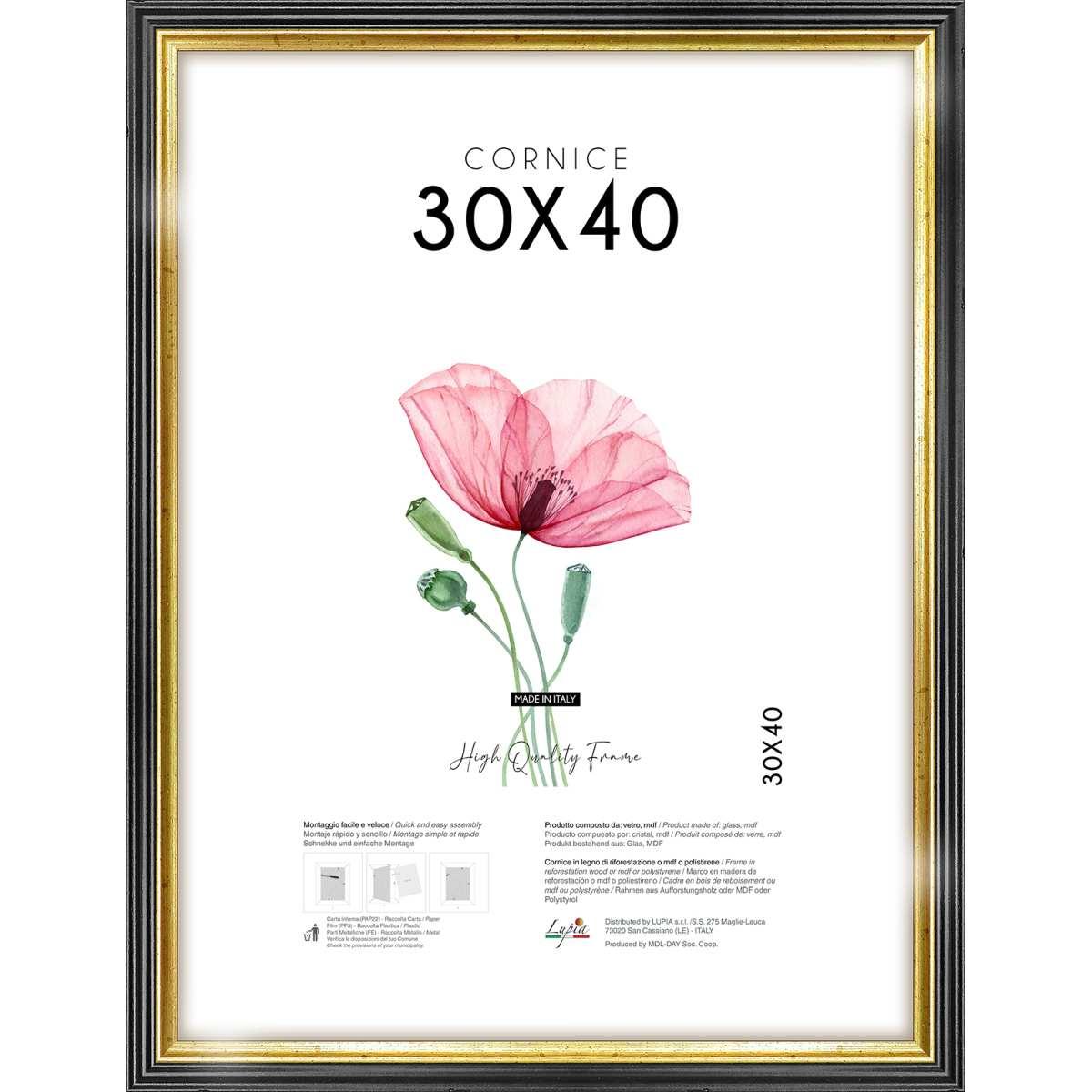 Cornice portafoto black gold 30x40 cm