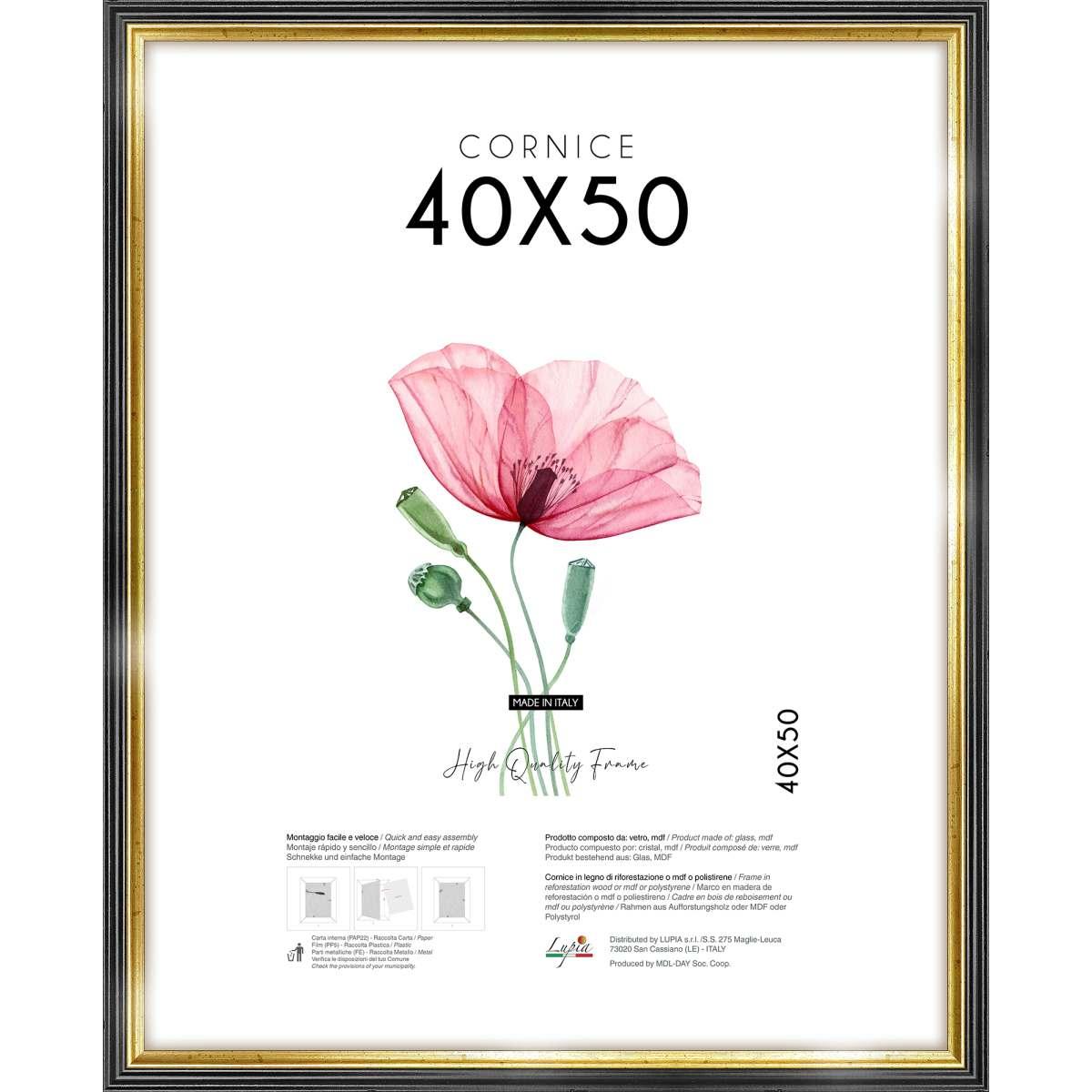 Cornice portafoto black gold 40x50 cm