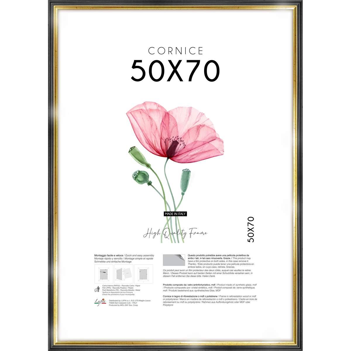 Cornice portafoto black gold 50x70 cm