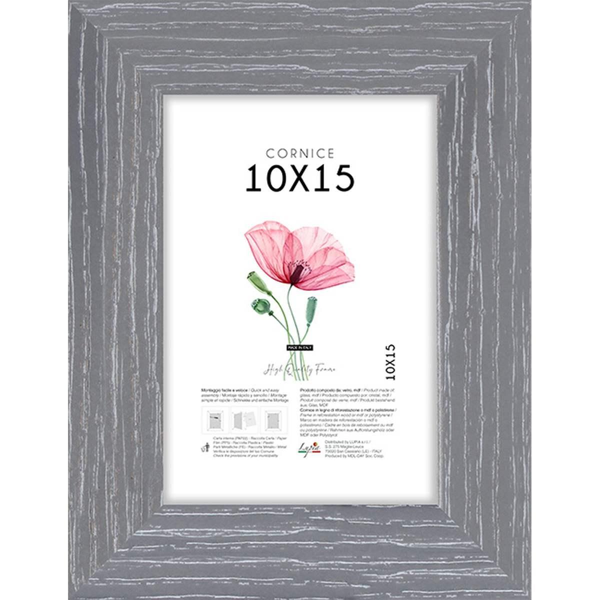 Cornice portafoto Shabby Chic 10x15 cm grigio Lupia