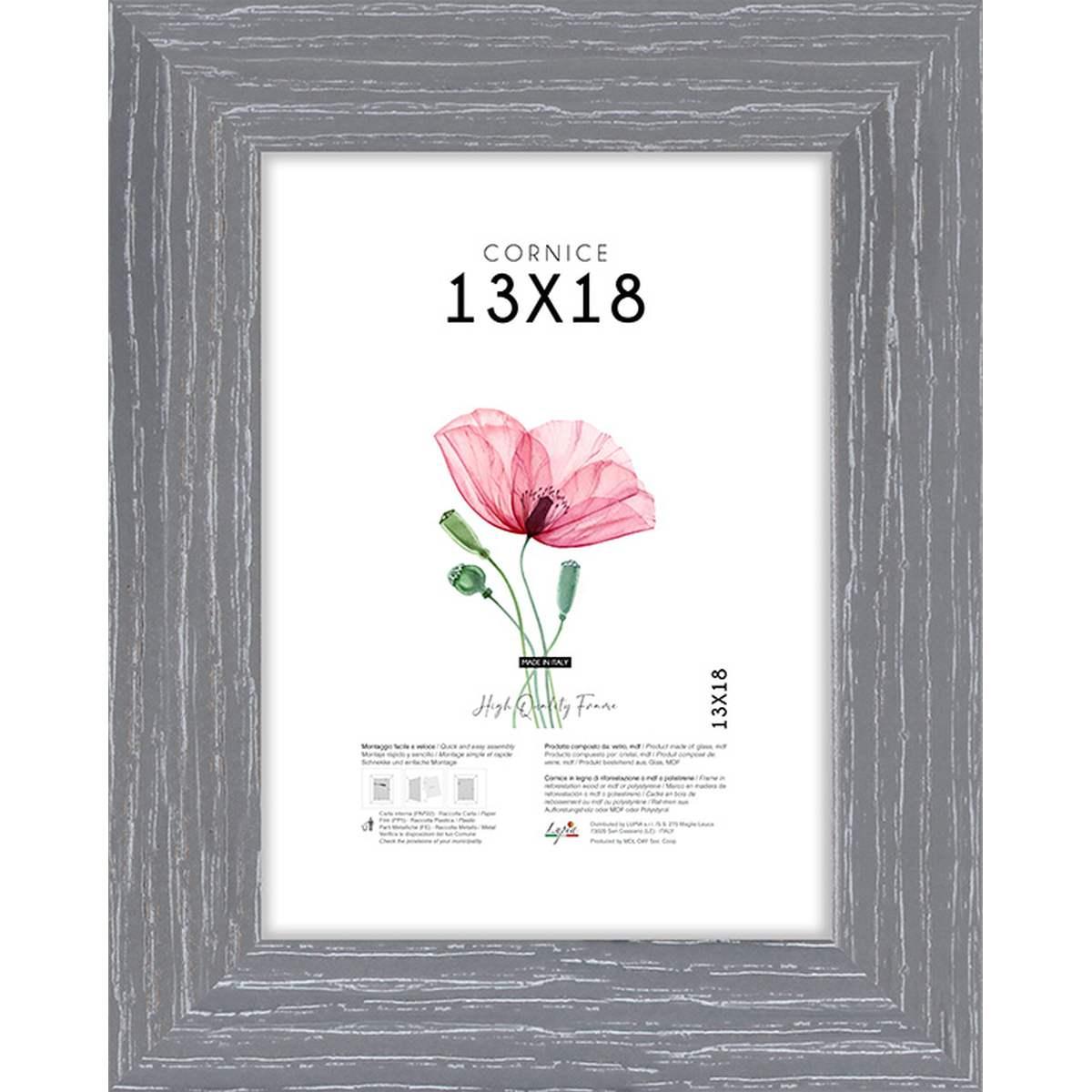 Cornice portafoto Shabby Chic 13x18 cm grigio Lupia