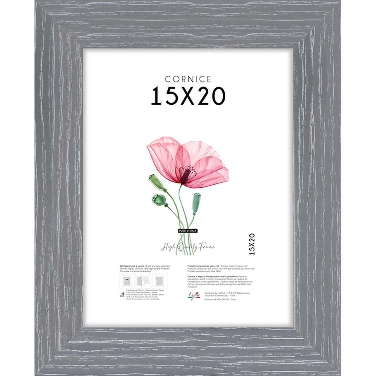 Cornice portafoto Shabby Chic 15x20 cm grigio Lupia