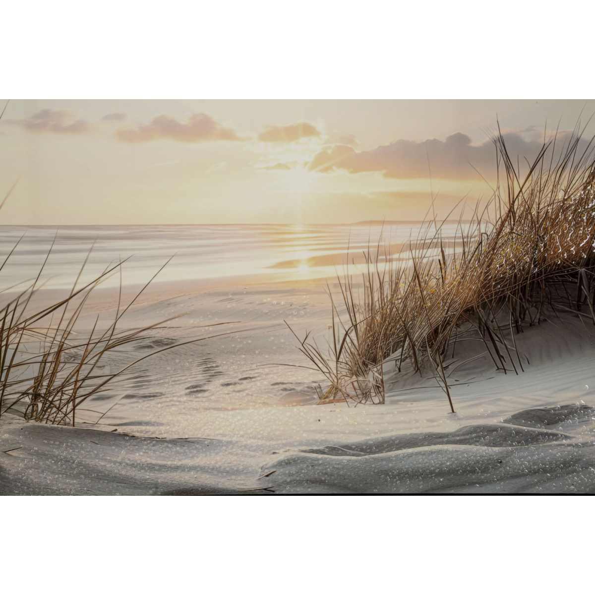 Stampa dipinta su tela laccata beach c/cornice -a- cm 152x4x52