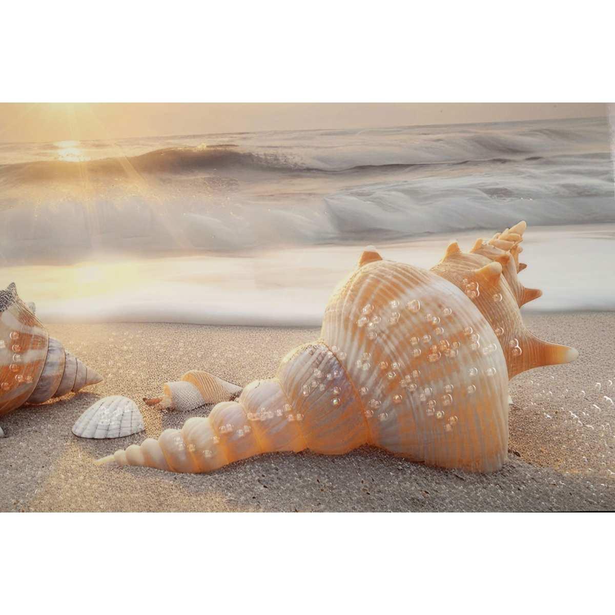 Stampa dipinta su tela laccata beach c/cornice -b- cm 152x4x52