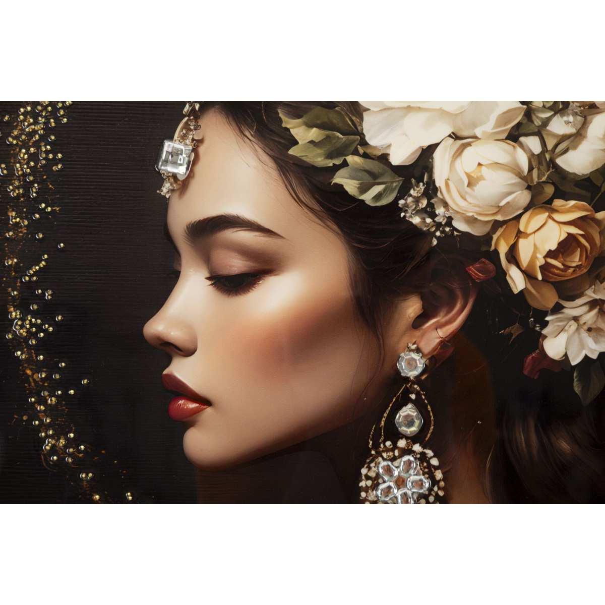 Stampa dipinta su tela laccata persian c/cornice -b- cm 62x3,5x92