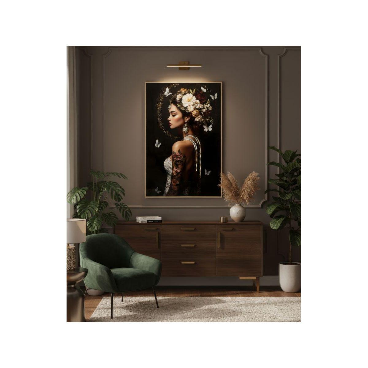 Stampa dipinta su tela laccata persian c/cornice -b- cm 62x3,5x92