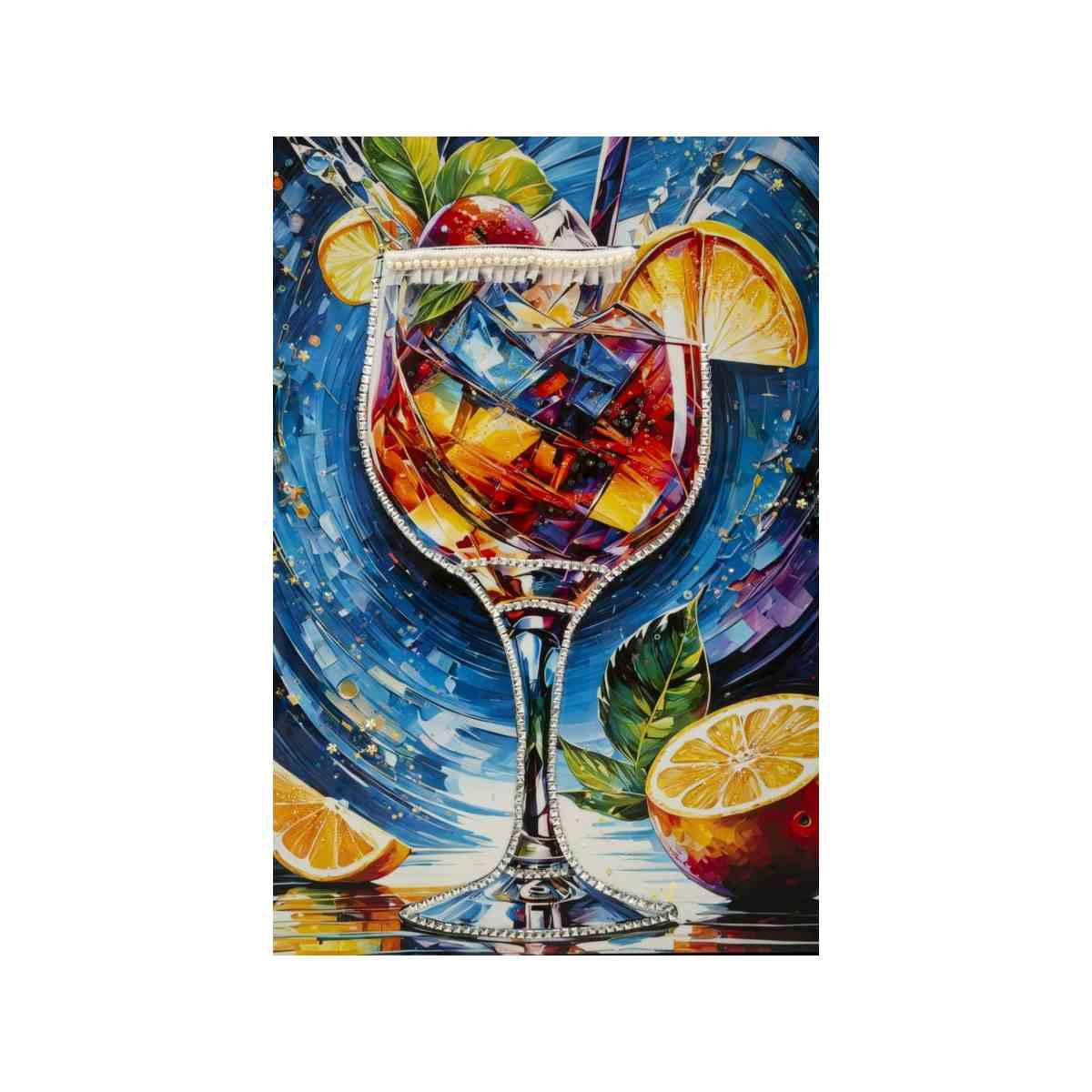 Stampa decorata su tela laccata c/cornice cocktail -b- cm 62x3,5x92