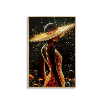 Stampa decorata su tela laccata c/cornice illumy -a- cm 62x3,5x92