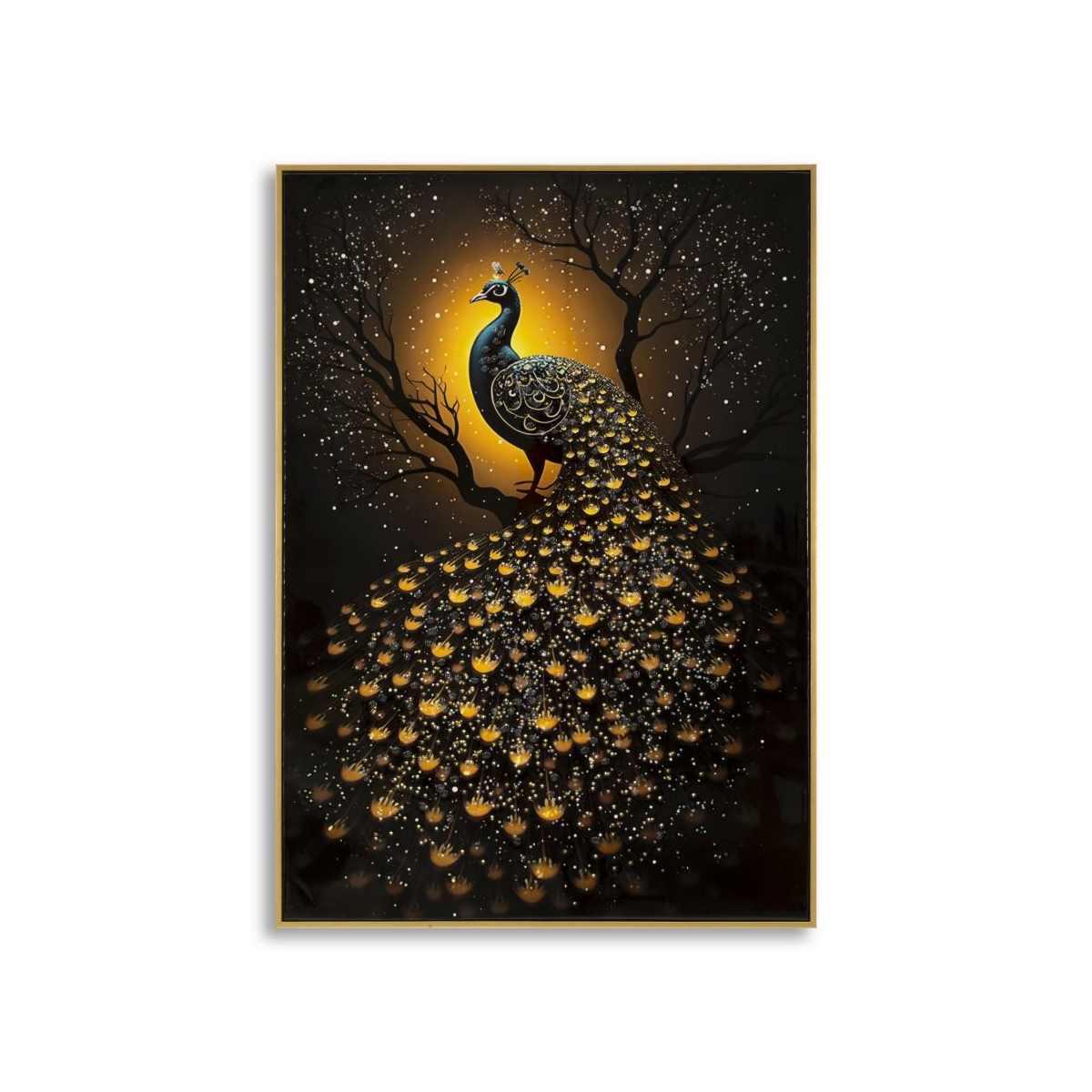 Stampa decorata su tela laccata c/cornice peacock cm 70x4<br>x100