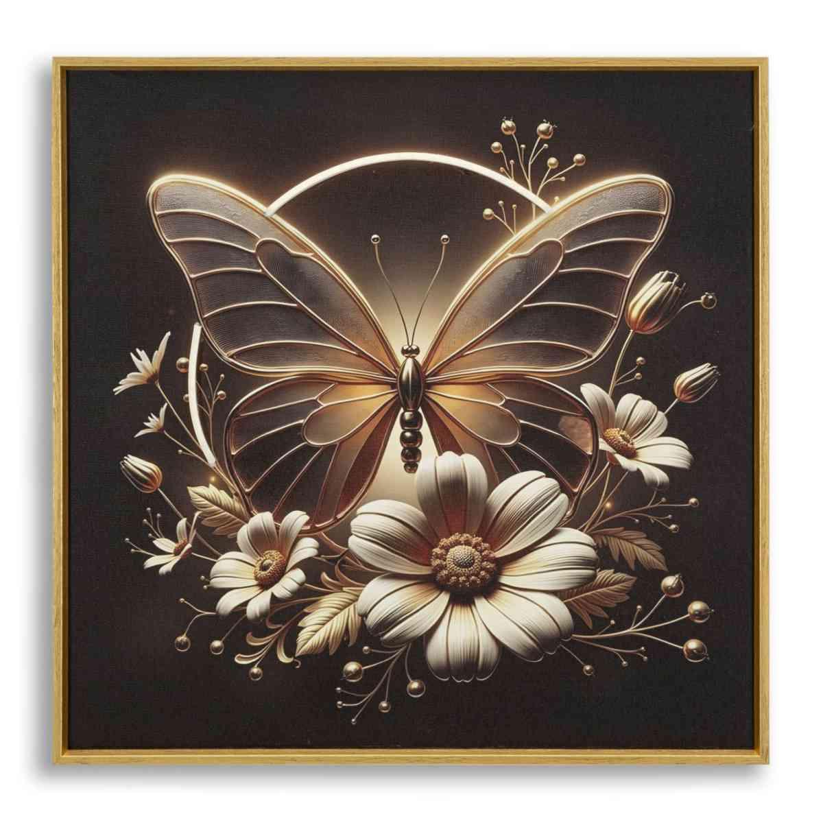 Stampa c/led su tela laccata c/cornice butterfly cm 50x4x50 alimentazione usb