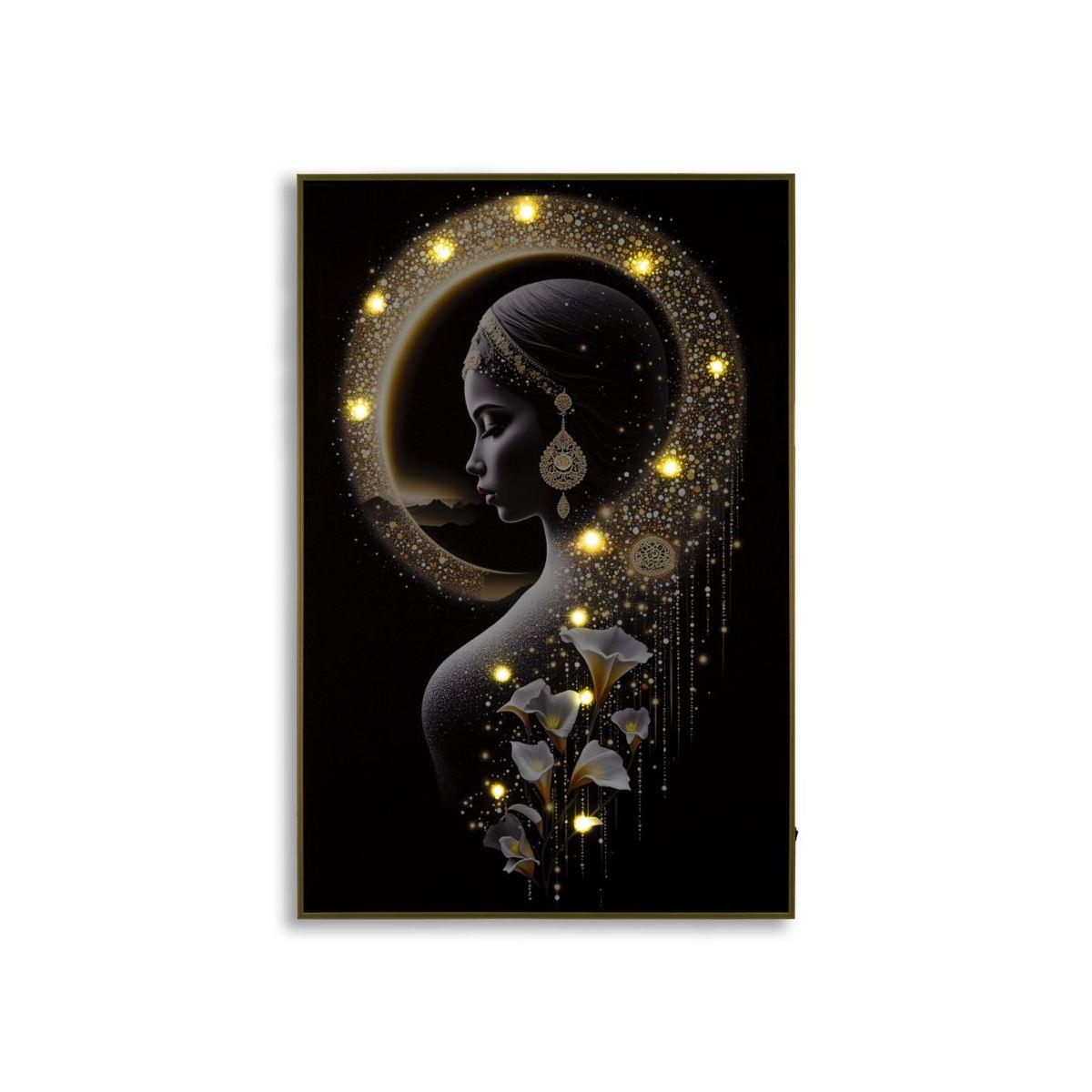 Stampa c/led su tela laccata c/cornice  inda cm 60x3,5x90 alimentazione batterie