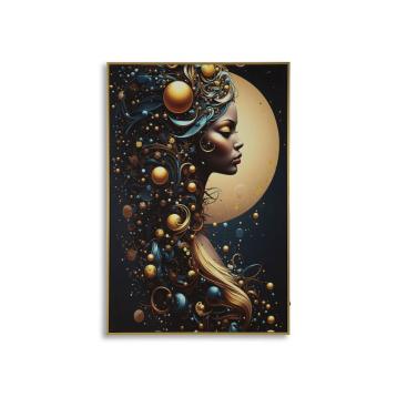 Stampa c/led su tela laccata c/cornice minerva -a- cm 60x3,5x90 alim. batterie